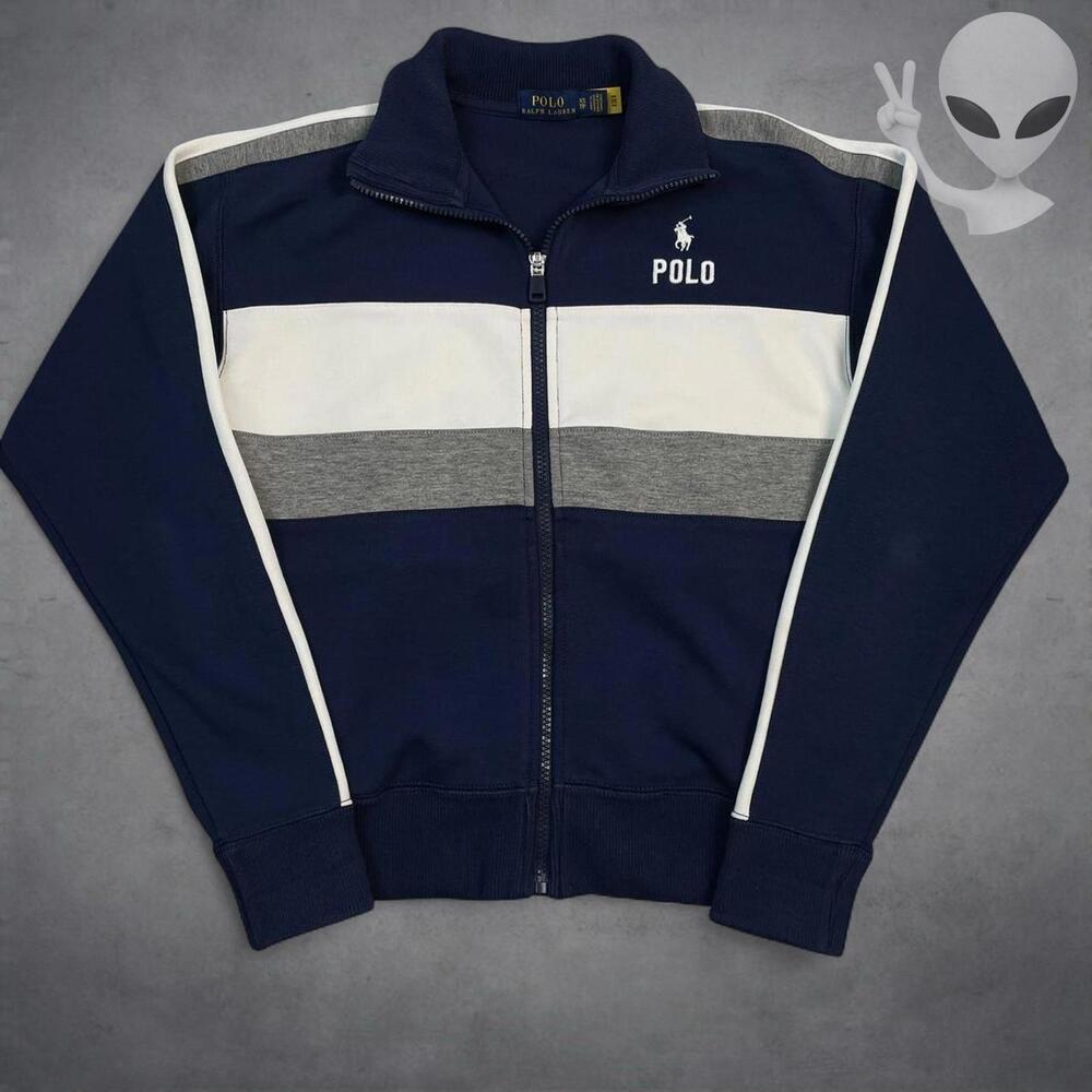 Polo Ralph Lauren Track Jacket XS Navy Striped Athletic - Picture 1 of 7
